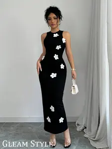 Women's Sleeveless Back Hollow Out Floral Dress, Casual Style, Perfect for Daily Wear & Special Occasions, Trendy Design