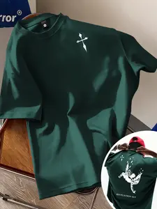 Revelation 12:9 Bible Fallen Angel Print Short Sleeve Round Neck Unisex Dark Faith Style Fitted T-Shirt, Breathable Quick-Dry Casual Wear