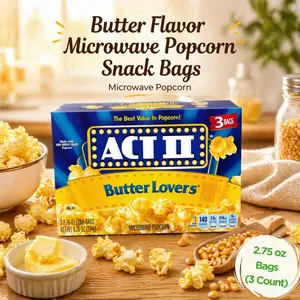Microwave Popcorn Snack Pack, Butter Style Flavor, Ready in Minutes, Easy Prep Snack Bags, 3 Count