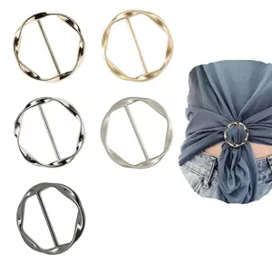 5 PCS Silk Scarf Ring Clip T-shirt Tie Clips for Women Fashion Metal Round Circle Clip Buckle Clothing Ring Wrap Holder