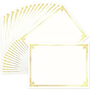 50 Sheets Certificate Paper for Printing,Gold Foil Metallic Border,8.5x11 inch Blank Award Certificate Paper,Laser & Inkjet Printer Compatible,For Office,Business Awards,School Diplomas（New Packaging）