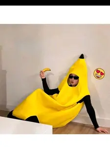 Unisex Adult Banana Costume, Polyester Full Body Fruit Set, Ideal for Christmas, Harvest Festivals, Holiday Parties, Lightweight Party Prop