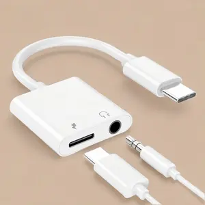 2 in 1 USB C to Aux Audio Splitter, USB C to 3.5mm Jack Audio Headphones & Charger Adapter, Support 10W Charging, Microphone Talk, Line-control