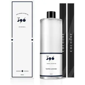 Vanilla Lavender Scented Oil Refills for Reed Diffuser, 16.9oz(500ml), 10 Fiber Reed Sticks,