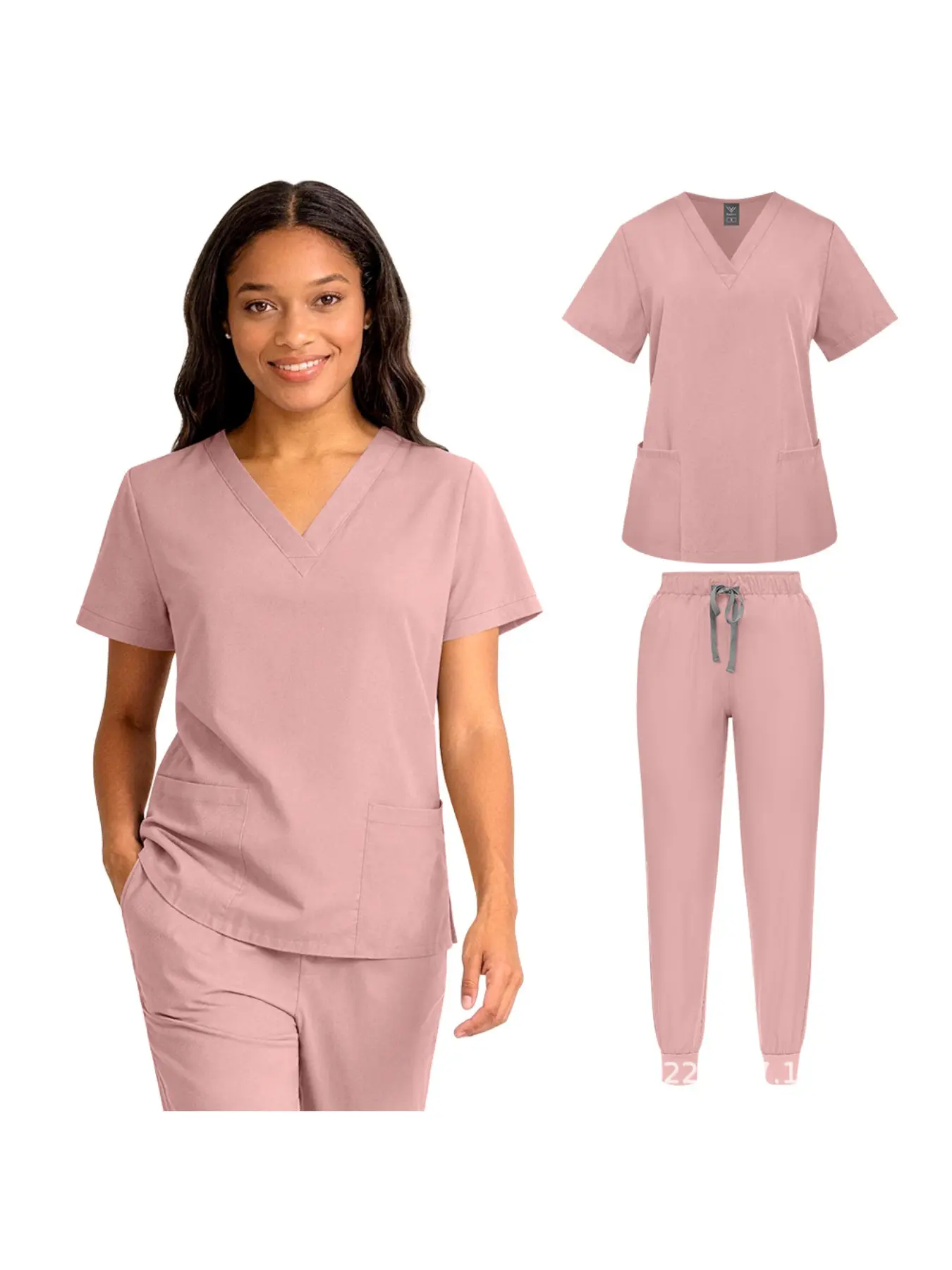 Women's Work Utility Kit Nutritionist Work Suits Short Sleeved Fitted Basic Workwear Uniform Health Check Scrubs Uniforms Women Solid Color Pet Grooming Work Uniform Set