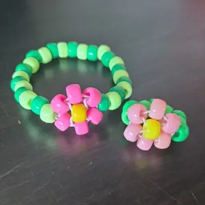 Kandi Flower Bracelet and Ring Set
