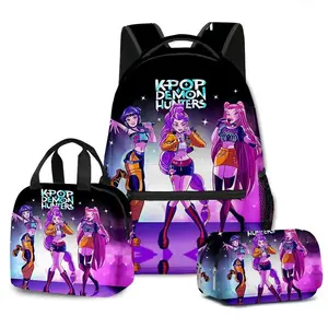 New Style 3D K-POP 3-Piece Set: School Backpack, Lunch Bag, and Pencil Case fashionable and versatile,casual and trendy, suitable for school