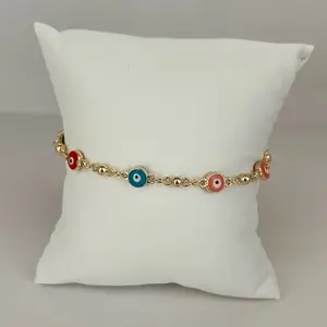Multicolor Evil Eye Bracelet - Gold Plated, Adjustable