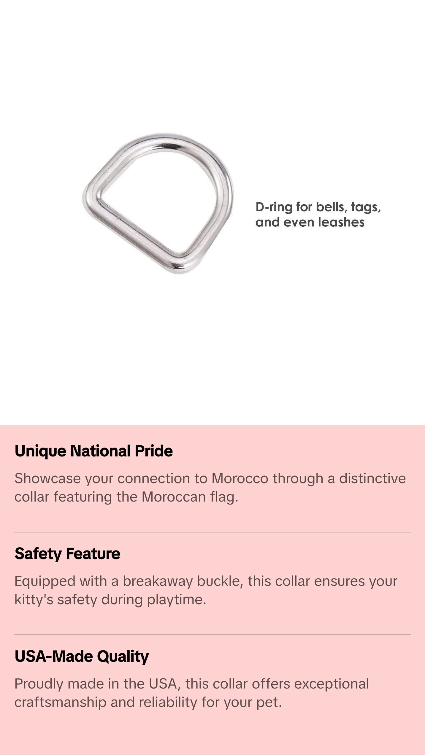 Cat Collar with Morocco Flag | Great For National Holidays, Festivals, Parades, Sporting Events, Pride Events