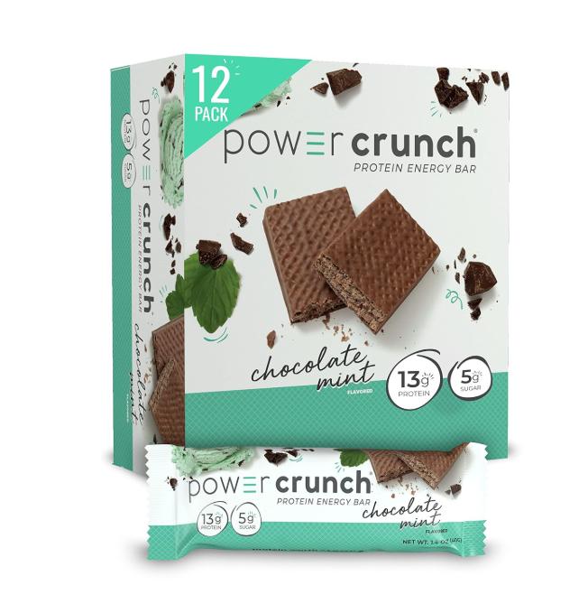 Power Crunch Protein Wafer Bars, High Protein Snacks with Delicious Taste, Chocolate Mint, 1.4 Ounce (12 Count)