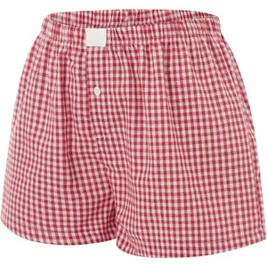 Womens Y2k Cute Plaid Striped Print Pajama Boxer Shorts Gingham Lounge PJ Bottoms Shorts Checkered Sleep Shorts Loungewear Nightwear