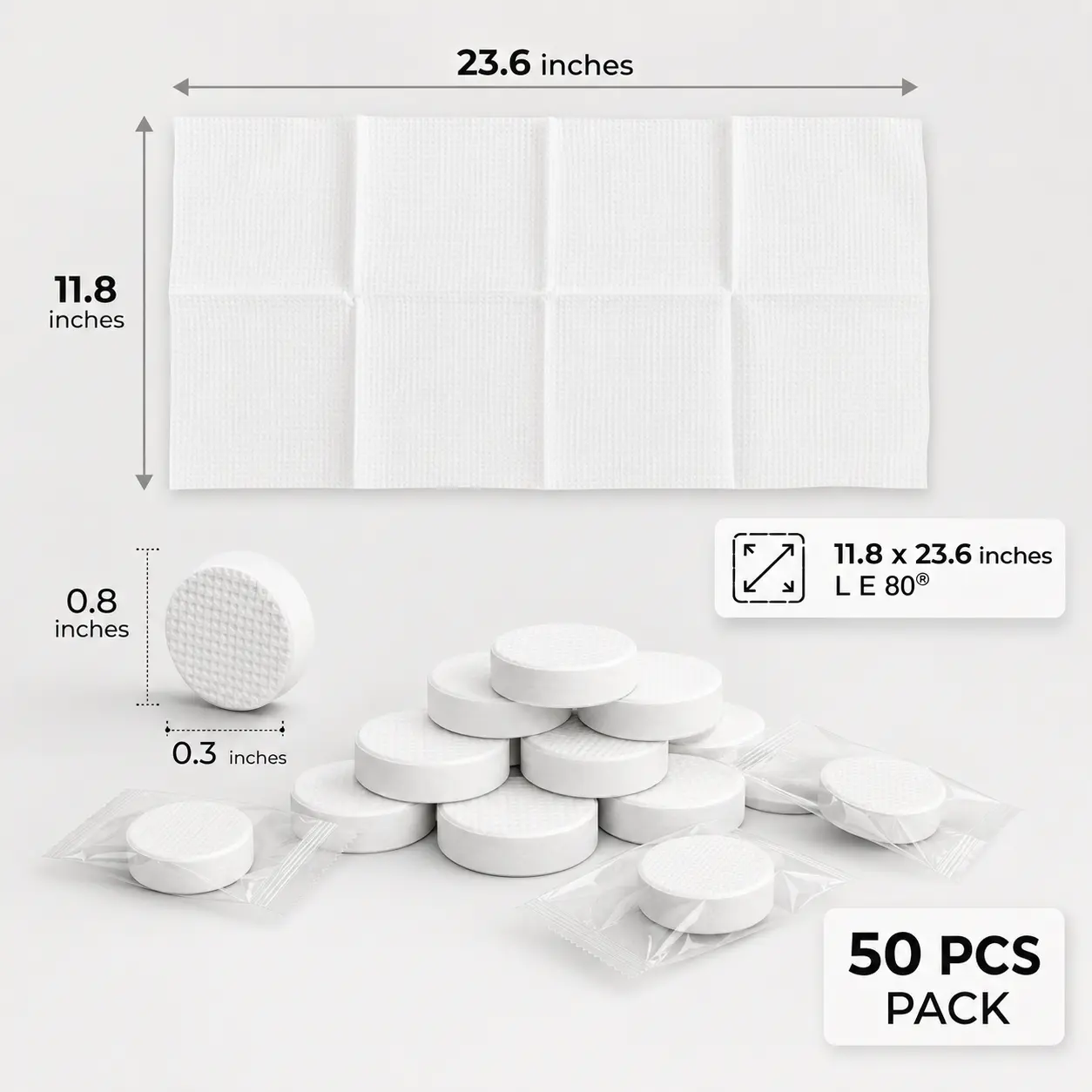 50 Pack Compressed Disposable Towels, Portable Travel Towelettes, Expandable Coin Tissues for Camping, Hotel, Outdoor Activities & Daily Use