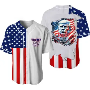 Trump USA 2024 Jersey Patriotic Baseball Jersey, Baseball USA Team Shirt, 4th of July Jersey, No More Bullshit Trump Jersey Shirt, Funny Gift For Baseball Player