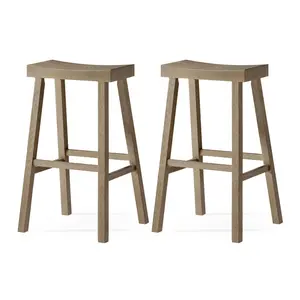 Maven Lane Vincent Wooden Rustic Kitchen Bar Stool, Antiqued Grey, Set of 2