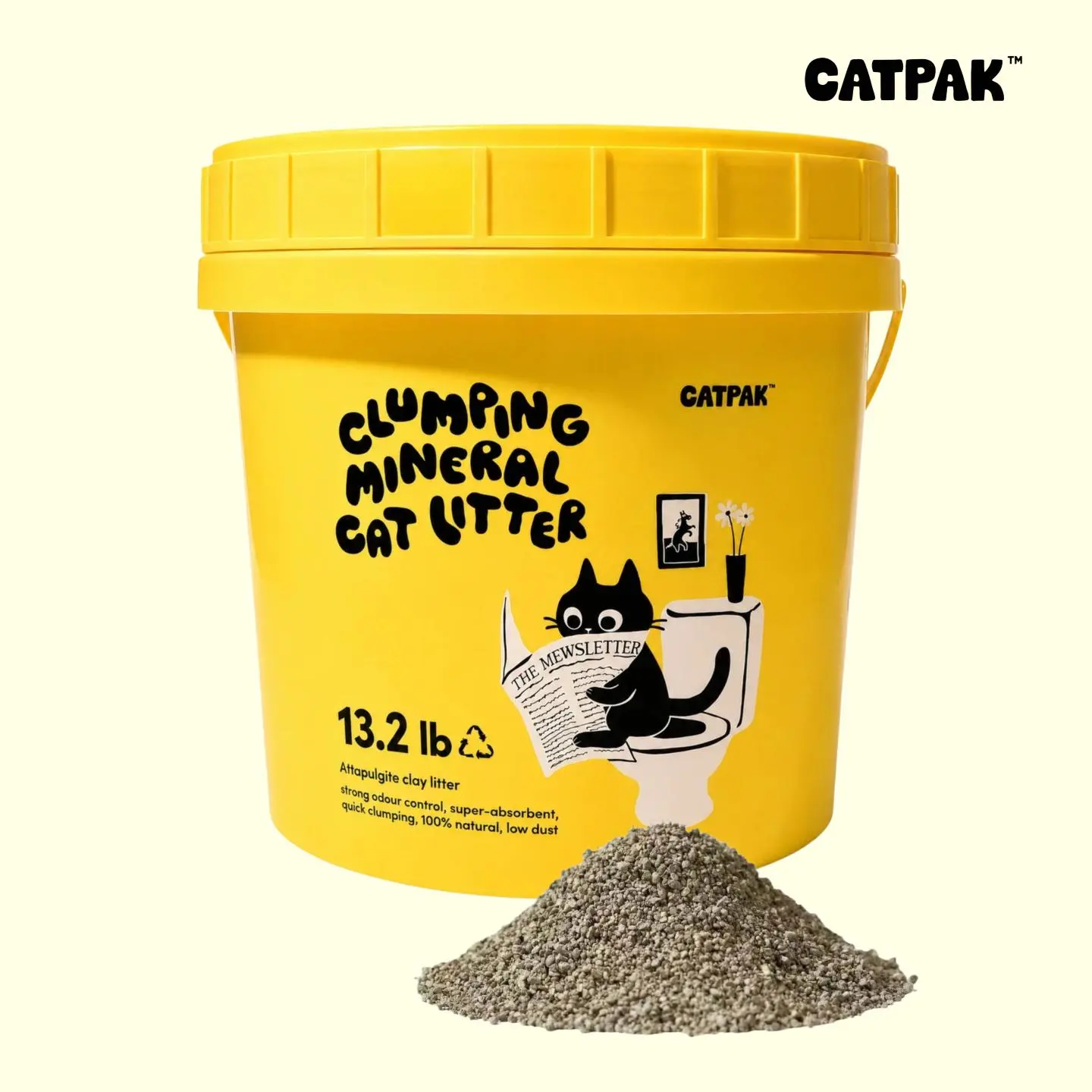 CATPAK Tub Pack Mineral Cat Litter (13.2 lb) – Fast-Clumping, Powerful Odor Control, Low Dust for Cat Litter Trays & Boxes | Cost-Saving Multi-Tub Value