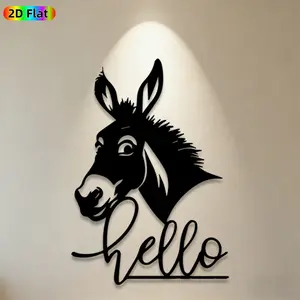 1pc Donkey Metal Wall Art, Charming Donkey Statue Mural, Ideal Gift for New Year, Easter, Animal Decor Enthusiasts, Rust-Resistant Metal Wall Decor Wall Sculptures, Perfect for Garden Wall & Fence Animal Enthusiasts