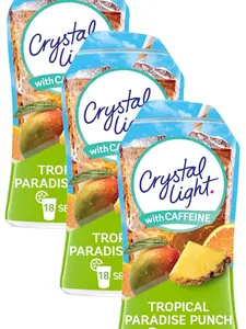 Beverage Crystal Light Tropical Paradise Punch Drink Mix - Sugar-Free, Caffeine Boost (Pack of 3) Flavor Natural