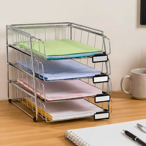 Alba 4-Drawer Metal Letter Tray Organizer – Office Solution for Table Order, Stationary Storage, Desk Tidiness & Workspace Efficiency, Office Organizer, Table Organizers