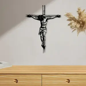 Hanging Jesus Cross Durable Metal Statue, Wall Art for Church, Christmas Decoration, Ideal Gift for Christians, Religious Home Decor