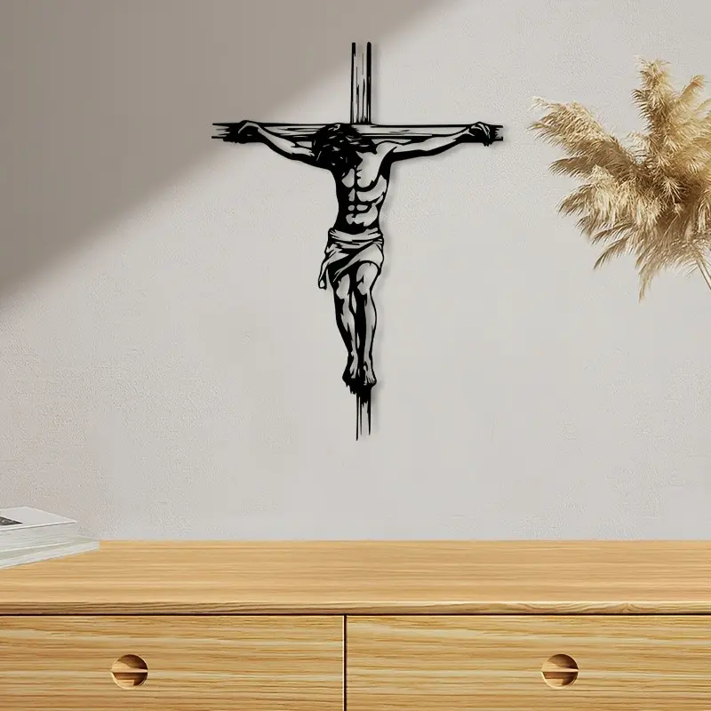Hanging Jesus Cross Durable Metal Statue, Wall Art for Church, Christmas Decoration, Ideal Gift for Christians, Religious Home Decor