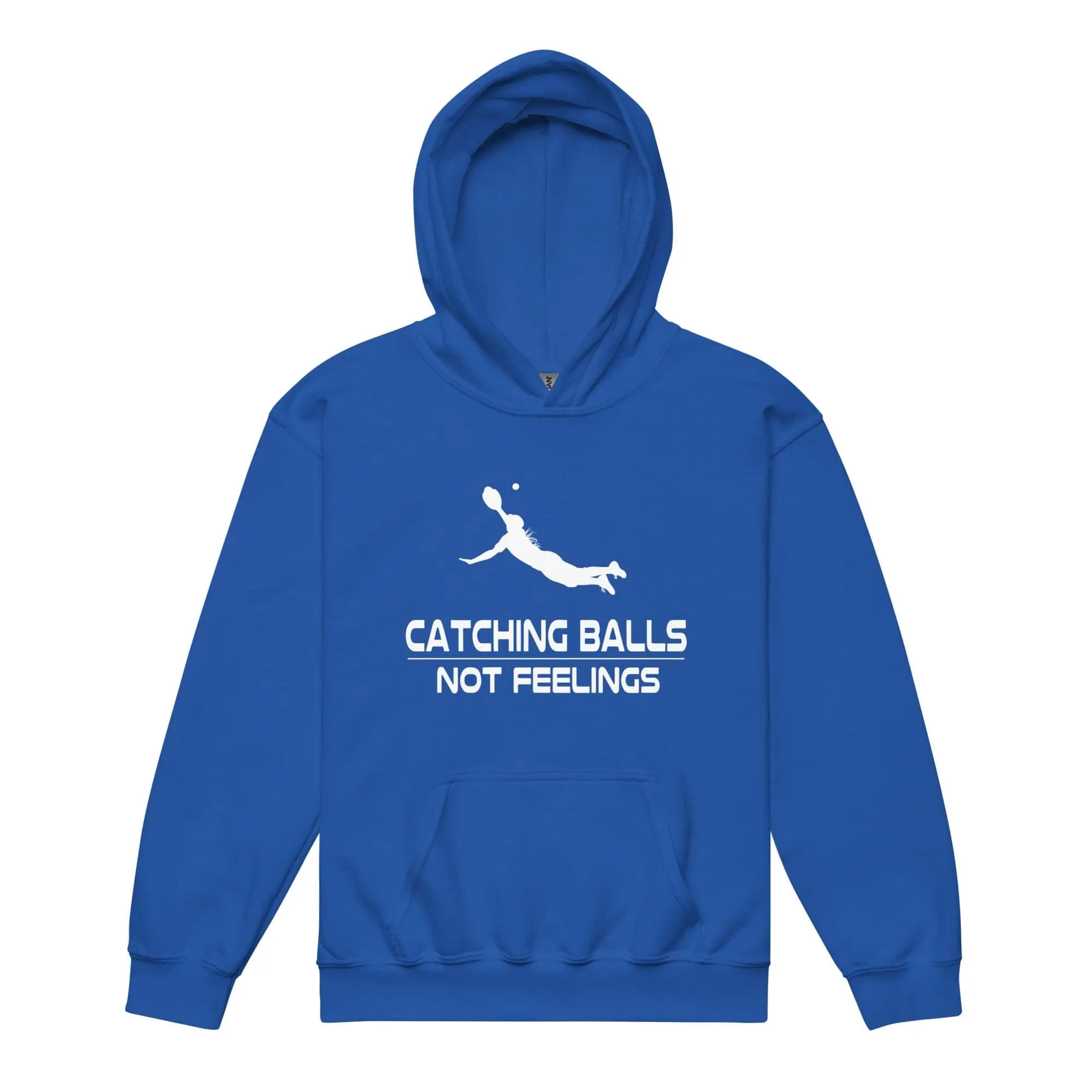 Women's Fleece Hoodie - Youth Fit, Spandex-Yarn Fabric, Pocket Design, "Catching Balls Not Feelings" Softball-Themed Top, Cotton, Casual
