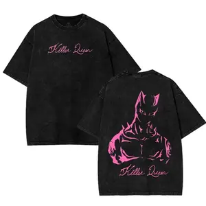 2026 Anime JoJo's Bizarre Adventure T-shirt Gothic Washed Oversized T Shirt Men's Unisex Clothing Short Sleeve Cotton Tees Tops