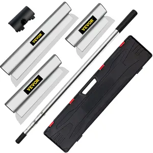 VEVOR Skimming Blade Set,10\"+24\"+32\" Blades + 35\"-78\" Extension Handle,European Stainless Steel Construction Knife, Aluminum Blade Profile Smoothing Knockdown Spatula for Gyprock/Drywall/Wall-Boa