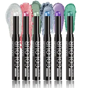 Long Lasting Glitter Eyeshadow Stick, 6 Counts/set Eye Shadow Pen, Easy To Apply, Professional Eye Makeup Products for Women & Girls, Cosmetic, Glitter Shimmer Eyeshadow