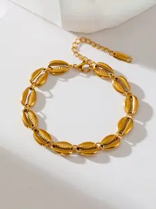 1Pcs Stainless Steel Metal Gold Color Shells Bracelet Bangles For Women Trendy Wrist Chain Waterproof Durable Jewelry Gift Party Stainless Steel Bracelets Premium Bracelet Elegant Bangle