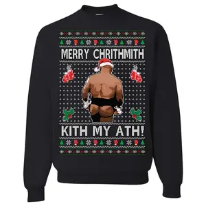 Merry Chrithmith Kith My Ath! , Ugly Christmas Sweater, Mike Tyson Funny Christmas Sweater, Holiday Crewneck Sweater