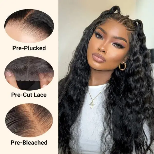 Ready & Go Wigs Pre-Styled Crimp 20 Inch 13x6 HD Frontal Wigs Braiding Human Hair 250% Density