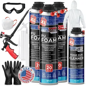 Insulation Kit (3 Pack-25.4 oz) Expanding  Sealant for Thermal & Acoustic InsulationFoam, Closed Cell, High Density SprayFoam, Covers up to 120 Board /sq. ft. Cleaner,