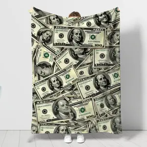 JOOCAR Dollar Blanket Theme Geometric Pattern Blanket - Machine Washable, Digital Print, Knitted Polyester Flannel, Lightweight Four Seasons Universal Multi-Use Blanket Perfect Gift for Dorm Decoration soft microfiber