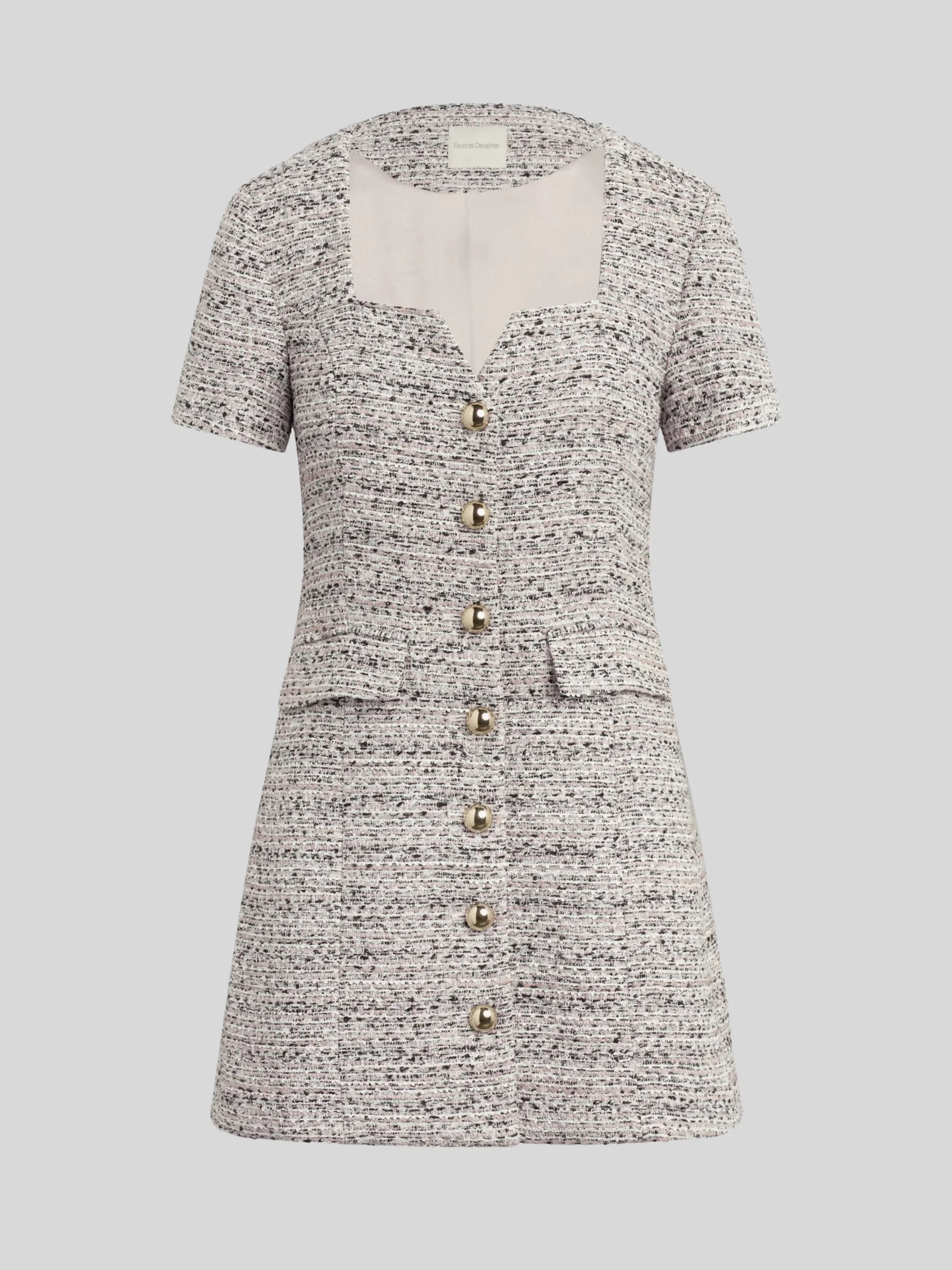 The First Wife Dress in Pink Tweed