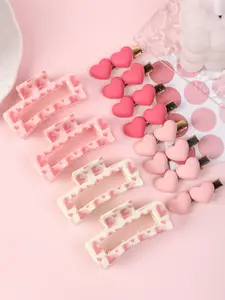 12 Pack Dopamine Style Grab Clip, Pink Love Pattern Grab Clip, Double Love Hair Clip, Broken Hair Bangs Front Hair Clip, Cute Pink Small Duckbill Clip, Side Clip Headwear, Valentine's Day Birthday Gift