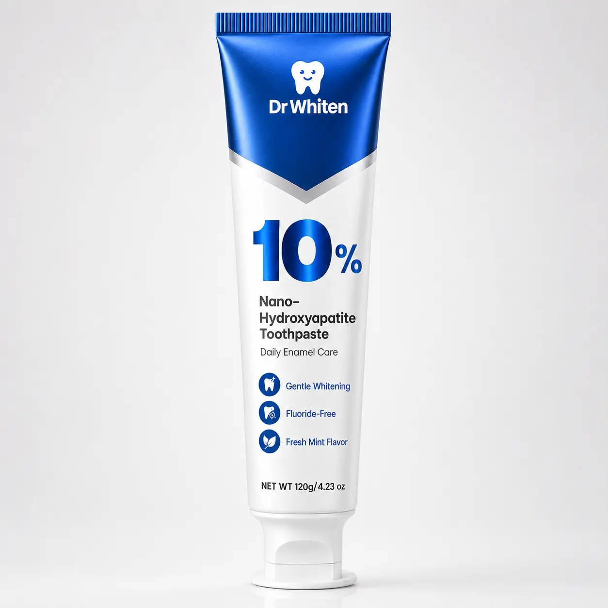 DrWhiten 10% Nano-Hydroxyapatite Toothpaste | Dentist-Recommended Fluoride-Free Enamel Care Formula | Gentle Whitening for Sensitive Teeth | Fresh Mint Flavor & Fresh Breath | 4.23 oz