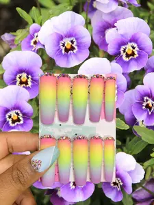 Ombre Press On Nails, Rainbow Nails -Rainbow Sparkles