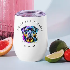 Rottweiler & Wine Tumbler | Drinkware | Dog Mom Tumbler | Dog Lover | Wine Enthusiast | Watercolor Dog | Special Gift | Pet Parent | Pet-Themed Barware | Dog Dad