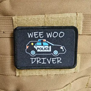 Police SUV  Wee woo driver 2"x3" removable morale patch with hook and loop backing