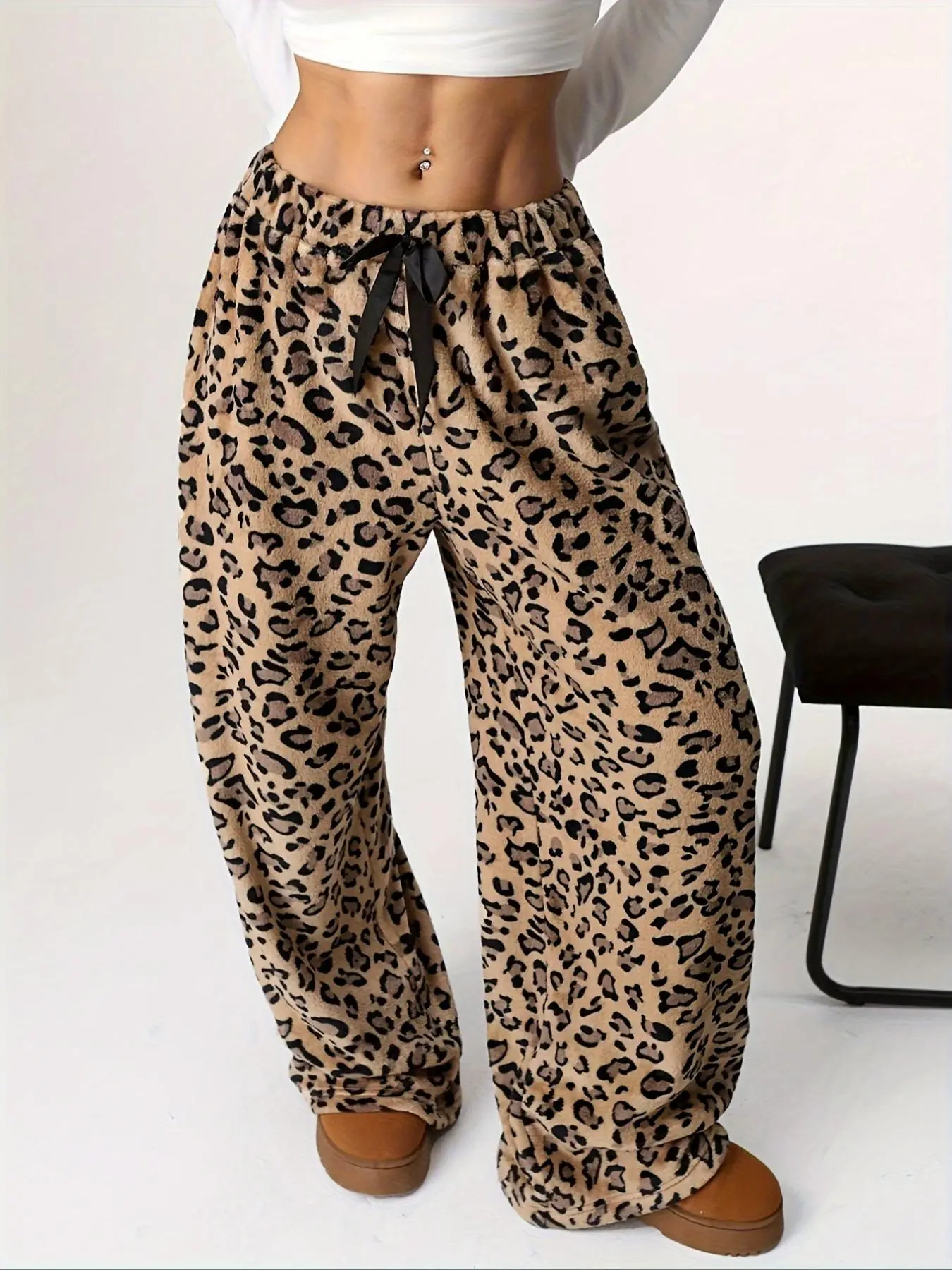 【Plus Size】 Leopard Print Pants, Casual Comfy Trousers for Daily Wear, Women's Casual Fashion Bottoms for All Seasons