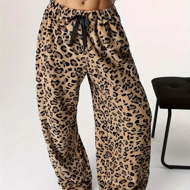 【Plus Size】 Leopard Print Pants, Casual Comfy Trousers for Daily Wear, Women's Casual Fashion Bottoms for All Seasons