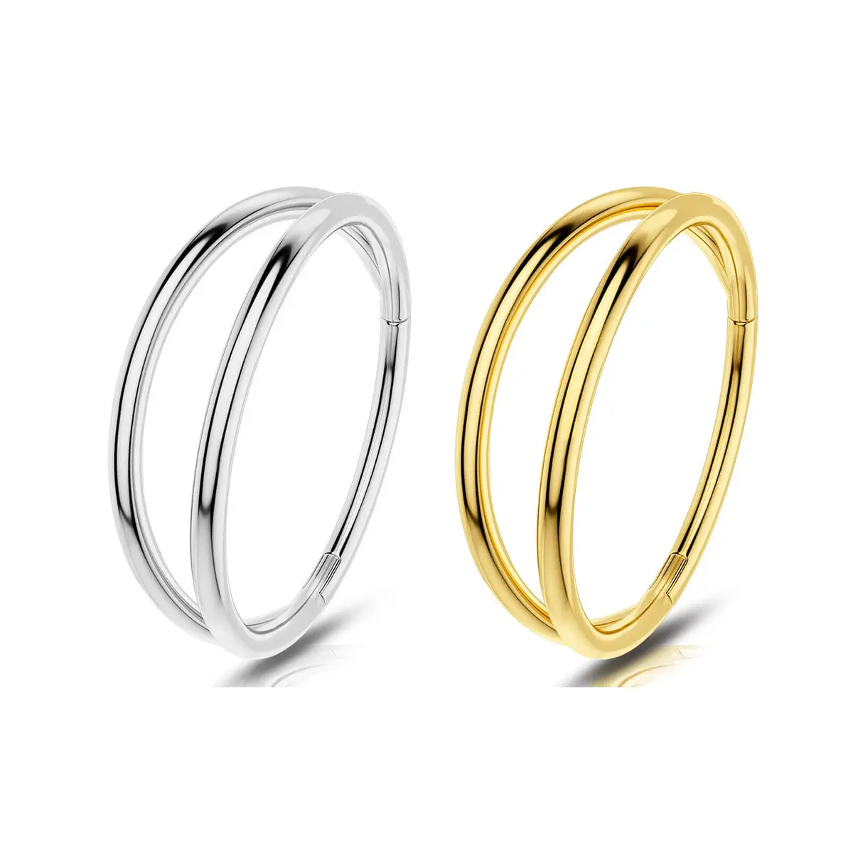 OUFER 20G Double Hoop Nose Ring for Women, Elegant Style Hinged Segment Hoop, Non Tarnish 316L Stainless Steel Body Jewelry, Non Tarnish Jewelry, Double Nose Pierced Jewelry