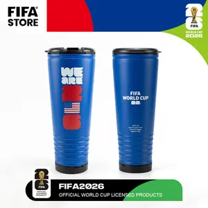 【FIFA WORLD CUP 2026 】FIFA officially licensed World Cup water bottle, blue, 24 ounces. Durable, provides quick hydration, features a built-in whistle, suitable for both hot and cold beverages, reusable, easy to clean, and ideal for outdoor activities.