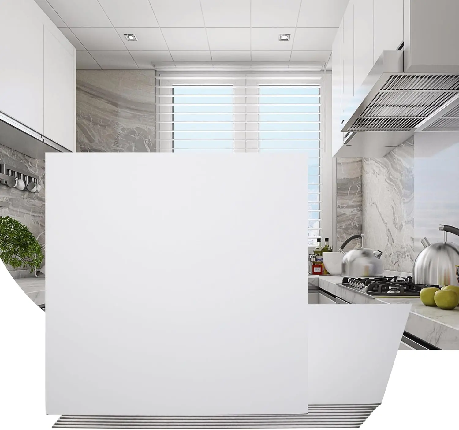 [Deals For You] 12-Pack Drop Ceiling Tile 2ft x 2ft, Smooth White PVC Ceiling Panel 24 x 24in, 4mm thicknesses Waterproof Reusable and Fire-Rated, 48 Sq. Ft (12, White)