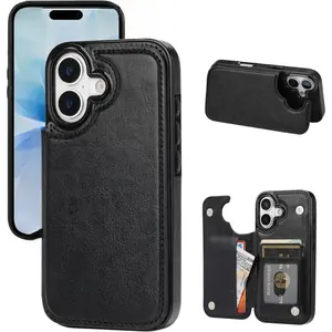 Compatible with iPhone 17promax Wallet Case with Card Holder, PU Leather Kickstand Card Slots Case, Double Magnetic Clasp and Durable Shockproof Cover,Shockproof Phone Protective Case Compatible with iPhone Series 12 13 14 15Plus 16Pro 17 Pro Max