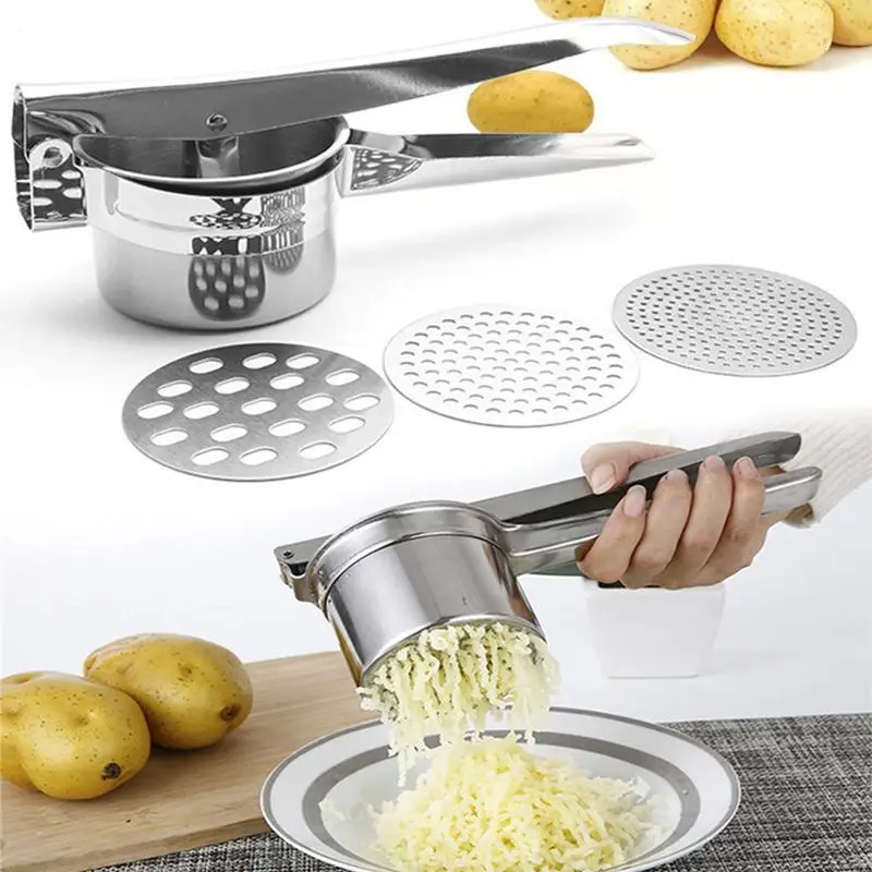 Stainless Steel Potato Masher, 1 Count Handheld Durable Manual Vegetable Grater, Kitchen Utensils for Home Use