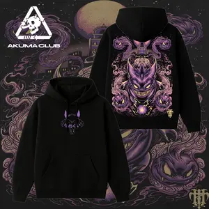Oversized Gengar PKM Retro Heavyweight Hoodie T-Shirt, Classic Round Neck Manga Tee, Anime Merch Gift for Fans, Vintage Streetwear Graphic Top, TikTok US Anime Fashion Unisex Apparel