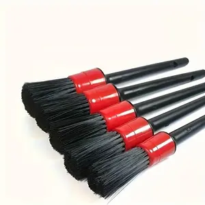 Car Detailing Brush Set, 5pcs Boar Bristle Detailing Brushes, Perfect for Car Interior & Exterior Cleaning, Durable Auto Care Tools