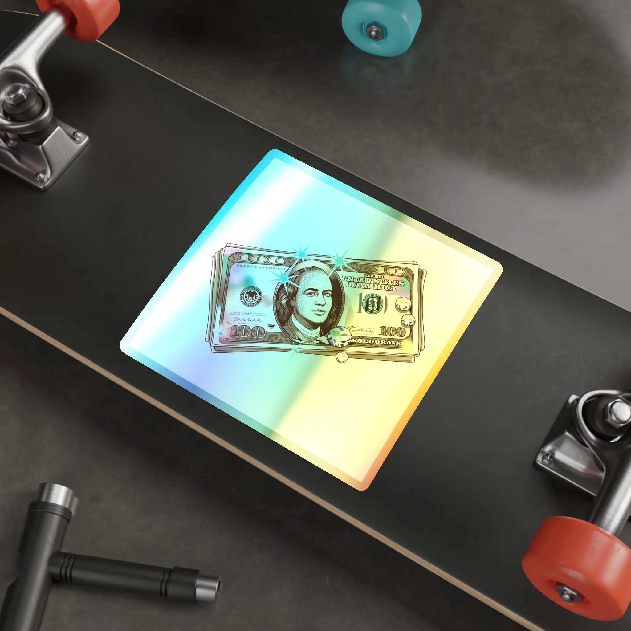 Holographic Stickers, Diamond Dollar Bill Vinyl Multi-Use Sticker, Laptop Decal, Planner Sticker, Holographic Decal, Unique Sticker
