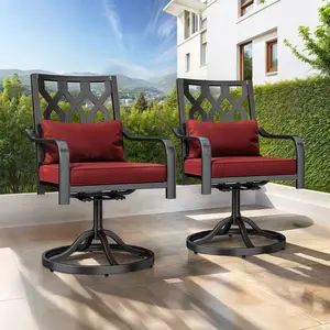YITAHOME Set of 2 Ergonomic Outdoor Patio Chair Swivel Dining Furniture High Back Rest